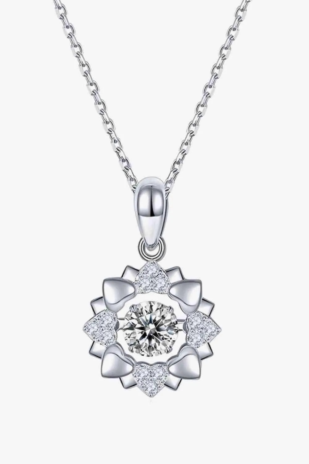 Moissanite Flower Shape Pendant Necklace Silver One Size Moissanite - Tophatter Daily Deals